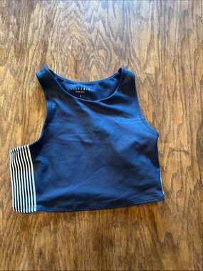 AllFenix Navy Crop Tank with Striped Side Panel